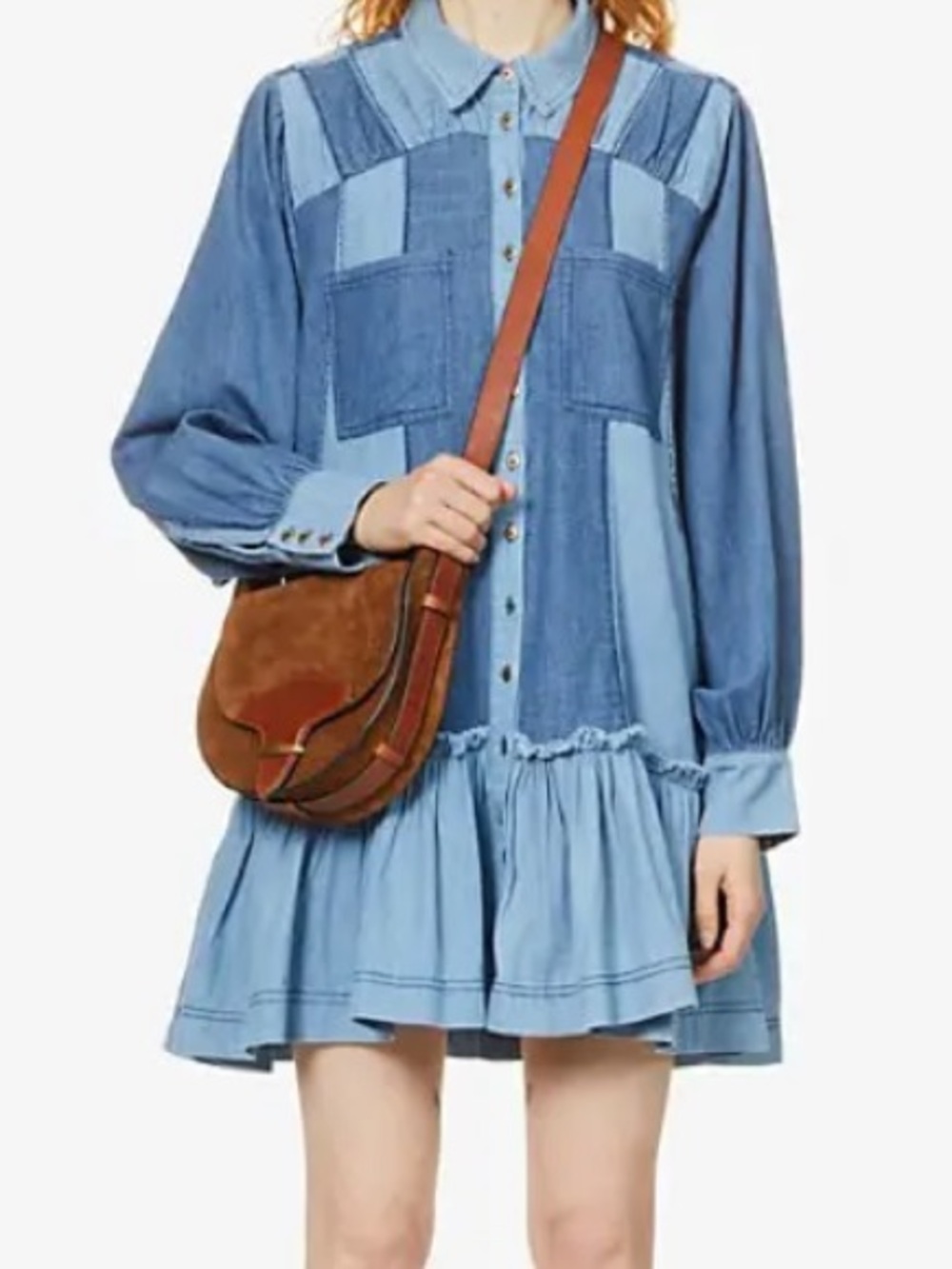 Free People Sunburst Denim Mini Dress - Picture 2 of 6